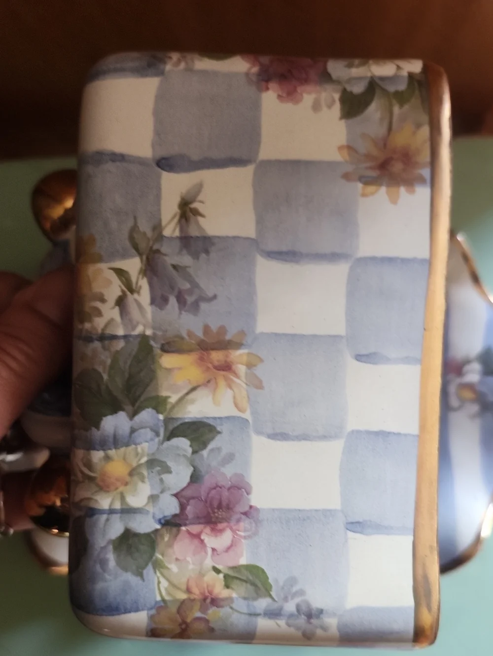 Mackenzie Childs Honeymoon Morning Glory Butter Dish- Vintage & Retired